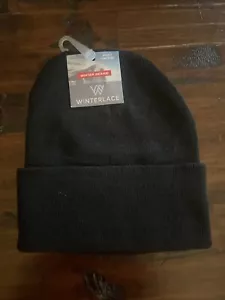 Black Fold Over Beanie NWT Winter lace Unisex - Picture 1 of 3