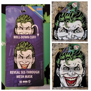 Cappello in maglia DC Comics "The JOKER" con polsino arrotolabile rivelazione maschera trasparente a rete - Foto 1 di 6