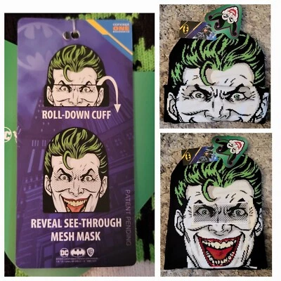 DC Comics "The JOKER" sombrero de punto con puño enrollable revelar máscara de malla transparente Foto 1 de 4