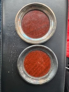 Vintage 50's Crescent MCM Mid Century Modern Sterling Silver Mahogany Coasters - Picture 1 of 3