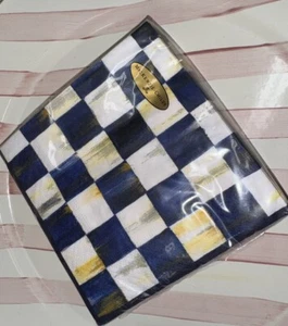 Mackenzie Childs Deck Royal Blue check Paper Cocktail Napkins 20 pack, NEW - Picture 1 of 2