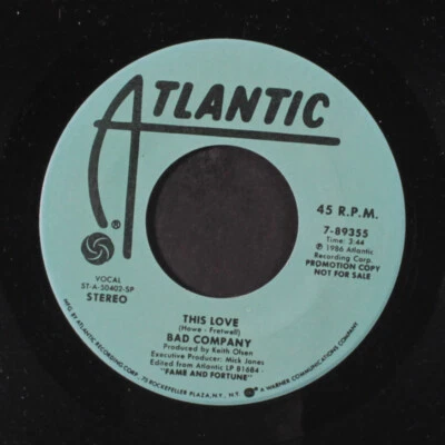 BAD COMPANY: this love / same Atlantic 7" Single 45 RPM Foto 1 de 2