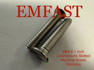 2BA X 1 countersunk slot machine screw stainless steel slotted flat head bolts - Picture 1 of 4
