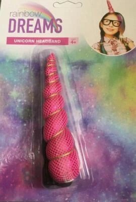 Unicorn Horn Headband Party Favor Elastic Band Sparkle Ages 4+ Dress-Up Pretend - Image 1 of 4