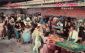 GREETINGS FROM LAS VEGAS, HOTEL RIVIERA CASINO NEVADA Vintage PC 1964 POST MARK - Picture 1 of 2