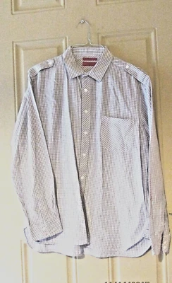 Alfani Mens Fitted Dress Shirt XL Plaid gray black white taupe - Image 1 of 4