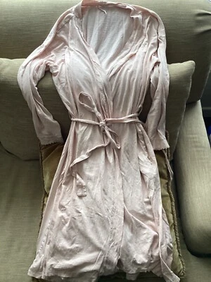 Eileen Fisher Women's Organic Cotton Light Pink Sleep Robe M Soft Pretty Hems - Image 1 of 4