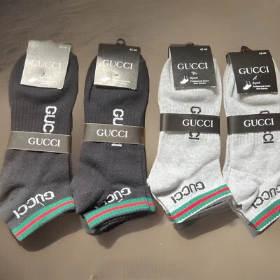 Gucci Ankle Socks Men. Boys. 9-11(42-46). Black . Gray. 2 Of Each Pair. Total:4 - Image 1 of 3