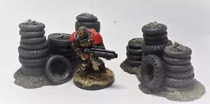 New! 28mm Gaslands Gorkamorka Sci-fi 6 X TYRE BARRIERS Fallout 40k - Picture 1 of 2