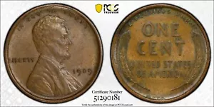 1909 P VDB Penny One Cent PCGS MS62BN Cert #51290181 Gnumismatist - Picture 1 of 13