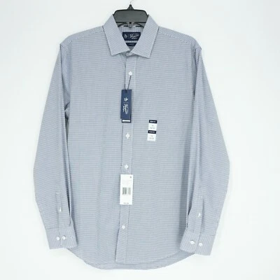 Camisa de vestir original Penguin para hombre 15-32/33 ajuste ceñido azul blanco a cuadros elástica nueva con etiquetas Foto 1 de 4