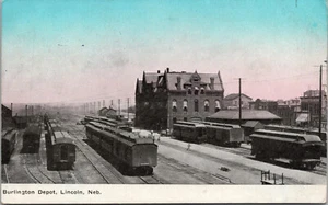 Lincoln NE Nebraska -  Burlington Depot - Train Station - Postcard - 1909 - Picture 1 of 2