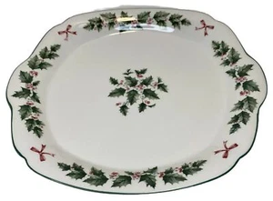 Nikko Festive Holly Handled Cake Plate - Picture 1 of 5