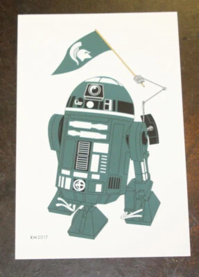 Impresión personalizada R2-D2 Michigan State Spartans color verde y blanco mashup Star Wars Foto 1 de 4