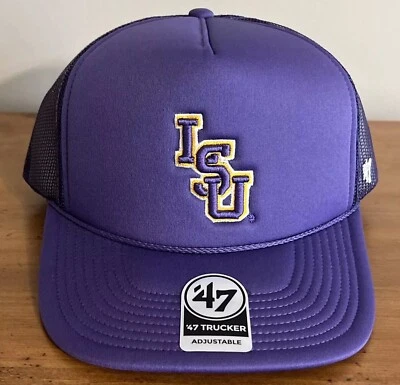 LSU Tigers ‘47 Brand Purple Foam Mesh Snapback Adjustable Trucker Hat Cap NEW - Image 1 of 4