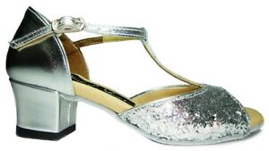MONDIAL SHOES 01 scarpe da ballo donna bambina tacco 40/B basse lucide argento 