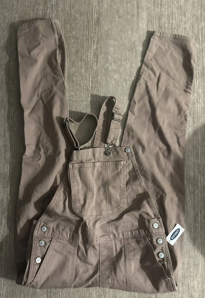 Mono con tirantes recortado de mezclilla marrón antiguo azul marino para mujer talla 8 ALTO pierna cónica entrepierna de 31" Foto 1 de 1