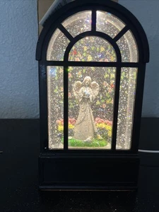Angel with birds and tulips lighted water lantern snow globe RAZ Imports - Picture 1 of 9