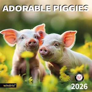 2026 Wandkalender entzückende Schweine Nov 2025-Dez 2026, 12" x 24" süße Schweine - Bild 1 von 12