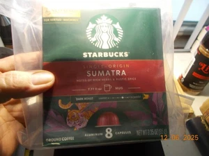 8 capsules aluminium Starbucks Sumatra café moulu neuves dans leur boîte - Photo 1/4