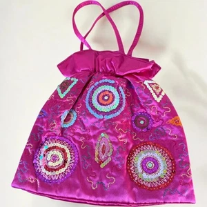 Benini Satan Hot Pink Vintage 2000s Y2K Sequin & Embroidery Bag - Picture 1 of 6