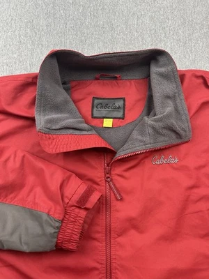 Cabela's Jacket Men's 2XL Regular Bomber Full Zip Fleece Lined Red Gray Coat - Image 1 of 4