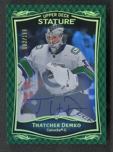 2023-24 Upper Deck Stature Thatcher Demko Auto Green /199 Canucks - Picture 1 of 2
