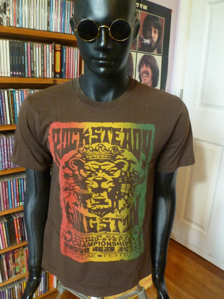 ROCKSTEADY KINGSTON REGGAE FESTIVAL T-SHIRT Old Navy MEDIUM Brown Retro - Image 1 of 3