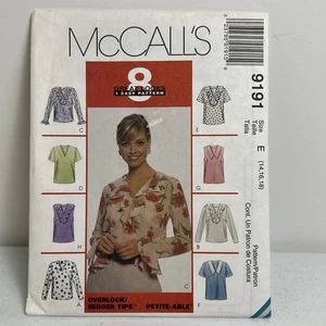 McCalls 8 tolle Looks 1 einfaches Muster Vintage 9191 V-Ausschnitt Tops Misses 14-18 ungeschnitten - Bild 1 von 4