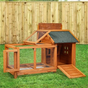 Pawz Rabbit Hutch Chicken Coop Large Wooden House Run Patio Cage Box Outdoor - Picture 1 of 12