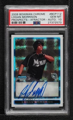 2009 Bowman Chrome Prospects X-Fractor /250 Logan Morrison PSA 10 GEM MT Auto - Image 1 of 2