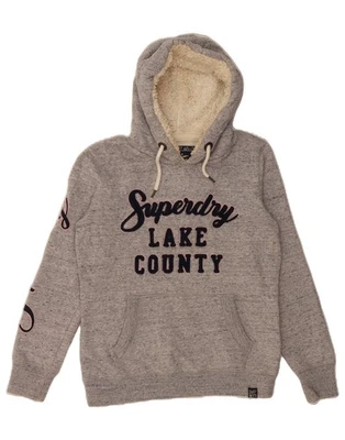 Sudadera con capucha gráfica SUPERDRY para mujer Reino Unido 10 pequeña gris algodón DF96 Foto 1 de 4