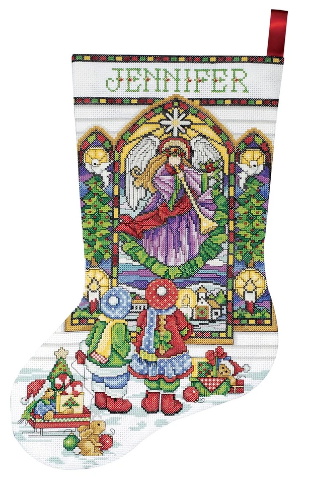 Tobin DW5961 彩色玻璃长袜计数十字绣套件,17 英寸长 — 第 1/1 张图片