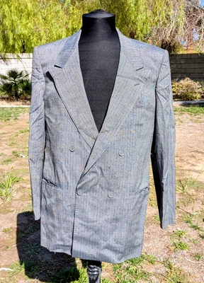 DE COLECCIÓN FALTAN Puño Botón Gris Rayas Doble Pecho 38S Mario Legna Traje Abrigo Foto 1 de 4