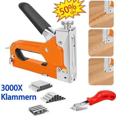 Neu Hammertacker Schlagtacker Tacker + 3000 Heftklammern Klammern - Bild 1 von 4
