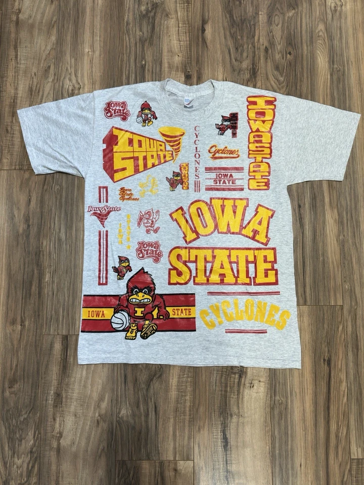 Vintage 80’s Iowa State Cyclones Single Stitch Gray XL Misprint Graphic RARE - Image 1 of 4