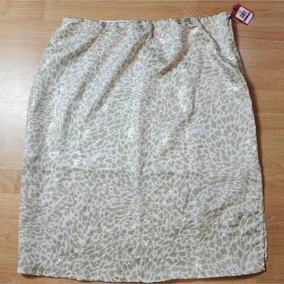 NWT Vince Camuto Size XXL Sequin Beige Animal Print Midi Skirt  - Image 1 of 4