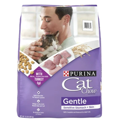 Comida seca para gatos Purina Cat Chow suave y sensible estómago, pavo, bolsa de 13 lb Foto 1 de 4