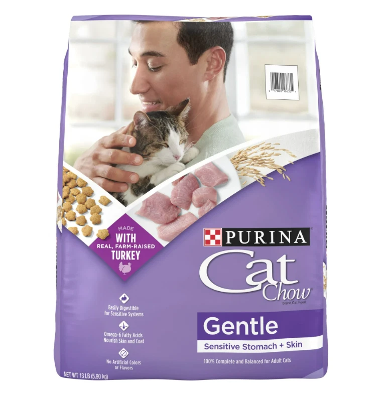 Comida seca para gatos Purina Cat Chow suave y sensible estómago, pavo, bolsa de 13 lb Foto 1 de 4