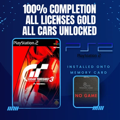 Gran Turismo 3 GT3 PS2 Official Memory Card 100% Unlocked Completed Saves - Image 1 of 4