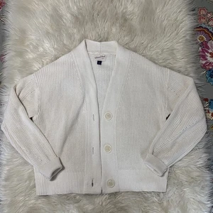 Cardigan maglione maglia grossa filo universale bianco bottoni sciolti XS cotone - Foto 1 di 5