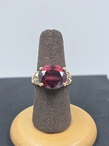 Ring Gold über Sterlingsilber und rotem Edelstein Größe 7 - Bild 1 von 7