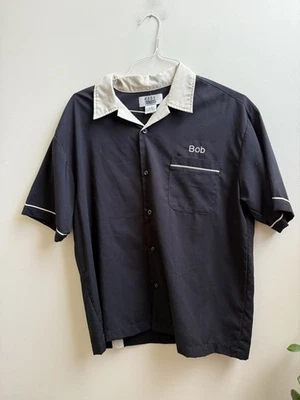 Vintage Black Embroidered Bowling Shirt City Cafe Rockabilly Size Large - Image 1 of 4