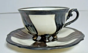 Vintage Rosenthal Pinwheel Silver Overlay Footed Demitasse Cup and Saucer - Picture 1 of 5