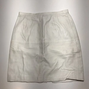 Styleworks Skirt Size 14 Pencil Solid White 100% Leather Original Fit Occasions - Picture 1 of 15