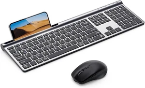 Samsers Wireless Keyboard and Mouse 2.4G + Bluetooth 5.0 x 2, Silver Black  - Picture 1 of 7