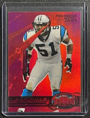 SAM MILLS 1997 SKYBOX METAL UNIVERSE #34 PRECIOUS METAL GEMS RED PMG MISSING SN - Image 1 of 2