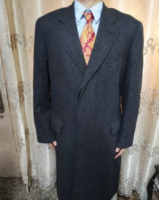 Vintage Brooks Brothers pure wool classic herringbone charcoal over coat 42R 42L - Image 1 of 4