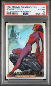2024 Marvel Masterpieces 92' Platinum SCARLET WITCH #47 Rainbow Refractor PSA 10 - Bild 1 von 2