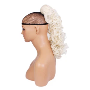 Ponytail Claw Clip White Blonde Curly 17" Heat Resistant Synthetic Hairpiece - Picture 1 of 4
